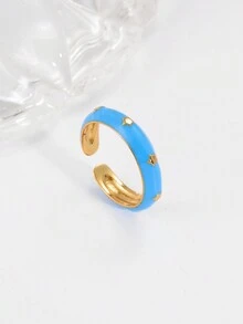 1pc High-End Ins Style Minimalist Colorful Geometric Shape Ring For Women's Accessory, Dating & Party Gift - Multicolor - View 5