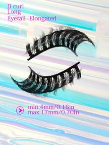 10副5d濃密卷曲假睫毛,具有加長眼尾增大眼睛的效果,4-17毫米 - 眼尾拉長款 - 查看 5