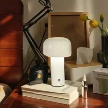 1 Table Lamp For Cordless Touch Dimming, USB Rechargeable LED Night Light, Modern Mushroom Table Lamp For Living Room/Bar/Bedroom/Bedside/Study/Home/Office - Pink - View 11