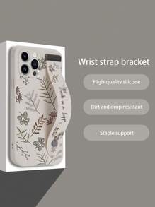 1 chiếc ốp lưng điện thoại bằng TPU màu be, họa tiết hoa, có dây đeo cổ tay, chống sốc, tương thích với iPhone///Oppo, phiên bản quốc tế, không phải phiên bản nội địa. - Nhiều màu - Xem 3