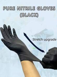 20pcs Disposable Nitrile Gloves, Latex Free, Waterproof, Anti-Static, Multipurpose Work Gloves For Automotive Repairing, Painting Job, Handling, Electrician Work, Food Processing And Cooking, As Household Tools - Black - View 2