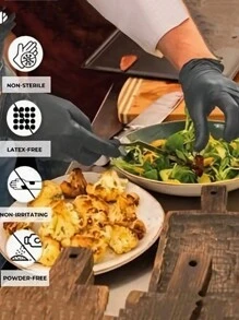 20pcs Disposable Nitrile Gloves, Latex Free, Waterproof, Anti-Static, Multipurpose Work Gloves For Automotive Repairing, Painting Job, Handling, Electrician Work, Food Processing And Cooking, As Household Tools - Black - View 4
