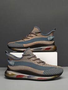 Chaussures De Course À Lacets Pour Hommes, Baskets De Sport De Plein Air À Bout Rond - Multicolore - Voir 4