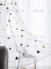 1 Panneau Rideaux En Tulle Brodé Géométrique Jaune Pour Le Salon, Tissu En Maille Tulle Pour La Chambre D'enfant, Cortinas En Fil