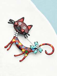 1pc  Light Luxury And Cute Cat Brooch Dual Color Enamel Pet Animal Party Casual Brooch Luxurious Women's And Men's Gift