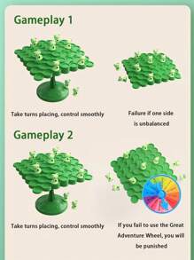 Stomle Family 青蛙平衡樹層疊桌遊玩具,適合2名玩家,桌面交互派對玩具,隨機風格,顏色和包裝設計（運輸過程中易碎） - 綠色 - 查看 4