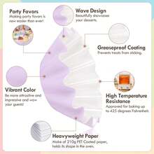 Miliocry 50入組花形標準鬆餅紙套,防油紙杯蛋糕紙套,適合婚禮、生日、嬰兒派對或假日派對等場合 - 紫色 - 查看 4