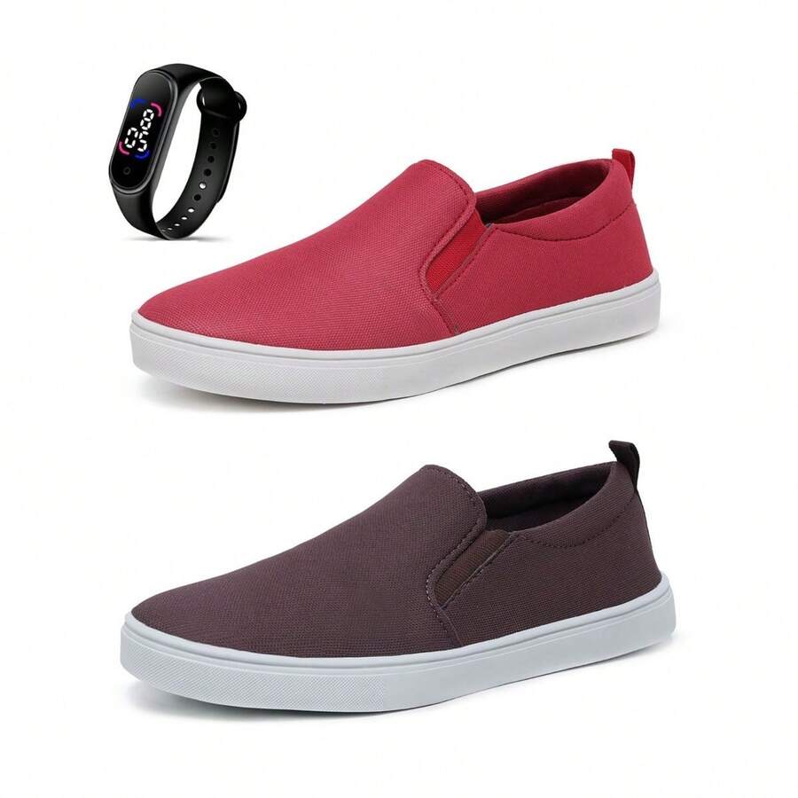 Men Sneakers - Màu đỏ và cà phê - Xem 1