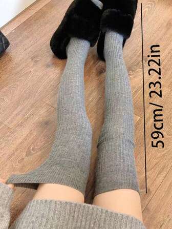 1/5 par ribbade, bantningsbara knästrumpor med andningsfunktion, lämpliga för höst/vinter, mysiga