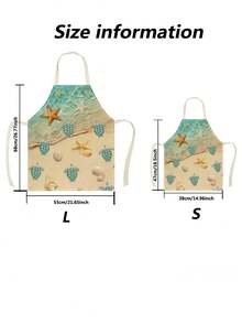 1pc Celebratory Patterned Linen Apron With Seashell, Flower, Butterfly, And Chicken Design For Beach, Garden, And Kitchen - Pink - View 2