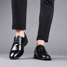 新款男士正式鞋,商務和休閒風格皮革綁帶牛津鞋,舒適適合派對 - 黑色 - 查看 8