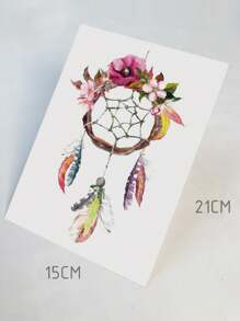 AQ STICKERS 3入組/套多彩蝴蝶和捕夢網大腿、手臂暫時性紋身貼紙,男女適用 - 彩色 - 查看 6