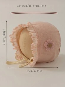 新生嬰兒耳保護帽,歐式可愛設計帽子適用於男女寶寶3-12個月 - 粉色 - 查看 5