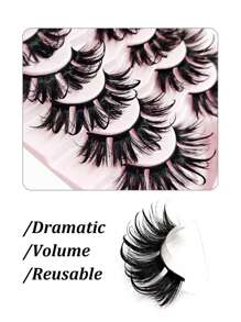 Asiteo 5 Pairs Eyelashes New Design Wet Look Eyelashes Manga Lashes Fashion Long Thick Natural Fake Eyelashes Y2K Style Suitable For Vacations And Holidays - Lông mi Manga nhọn - Xem 5
