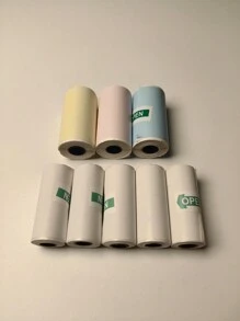 8 卷迷你家用熱感印表機配件紙白色貼紙空白透明透明標籤紙熱感紙 - 軍綠色 - 查看 3