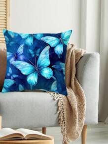 1入組數字印刷藍色蝴蝶抱枕套 - 彩色 - 查看 4