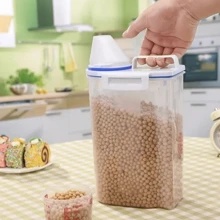 Large Capacity Airtight Food Storage Container, Kitchen Cereal Dispenser With Measuring Cup Moisture-Proof Insect-Proof For Rice, Cereals, Grains, Flours, Dog Food, Pet Food - White - View 5