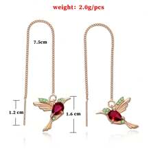 歐美時尚配飾復古熱門展翅鳥耳環,女士誇張的動物幾何耳線掛墜耳環 - 紅色 - 查看 2