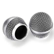 BOMGE 2入組鋼網替換頭,適用於sm58有線手持麥克風和其他兼容麥克風 - 銀色 - 查看 2