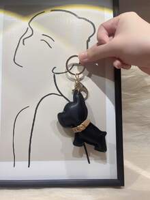 1pc Solid Pu Cute Exquisite Fashionable Bull Terrier Keychain For Car Keys, Backpack, Shoulder - Crossbody & Sling Bag, Mobile Phone, Suitable For Female College Students, Working Women, Daily, Holiday, Travel, Male, Festival, Valentine'S Day, Christmas, Anniversary, Thanksgiving, Gift Usage - Black - View 9