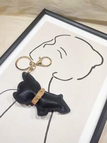 1pc Solid Pu Cute Exquisite Fashionable Bull Terrier Keychain For Car Keys, Backpack, Shoulder - Crossbody & Sling Bag, Mobile Phone, Suitable For Female College Students, Working Women, Daily, Holiday, Travel, Male, Festival, Valentine'S Day, Christmas, Anniversary, Thanksgiving, Gift Usage - Black - View 7