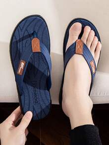 男士輕量、防滑、柔軟彈性、pvc夾腳拖,簡單休閒,適用於四季 - 藏蓝色 - 查看 2