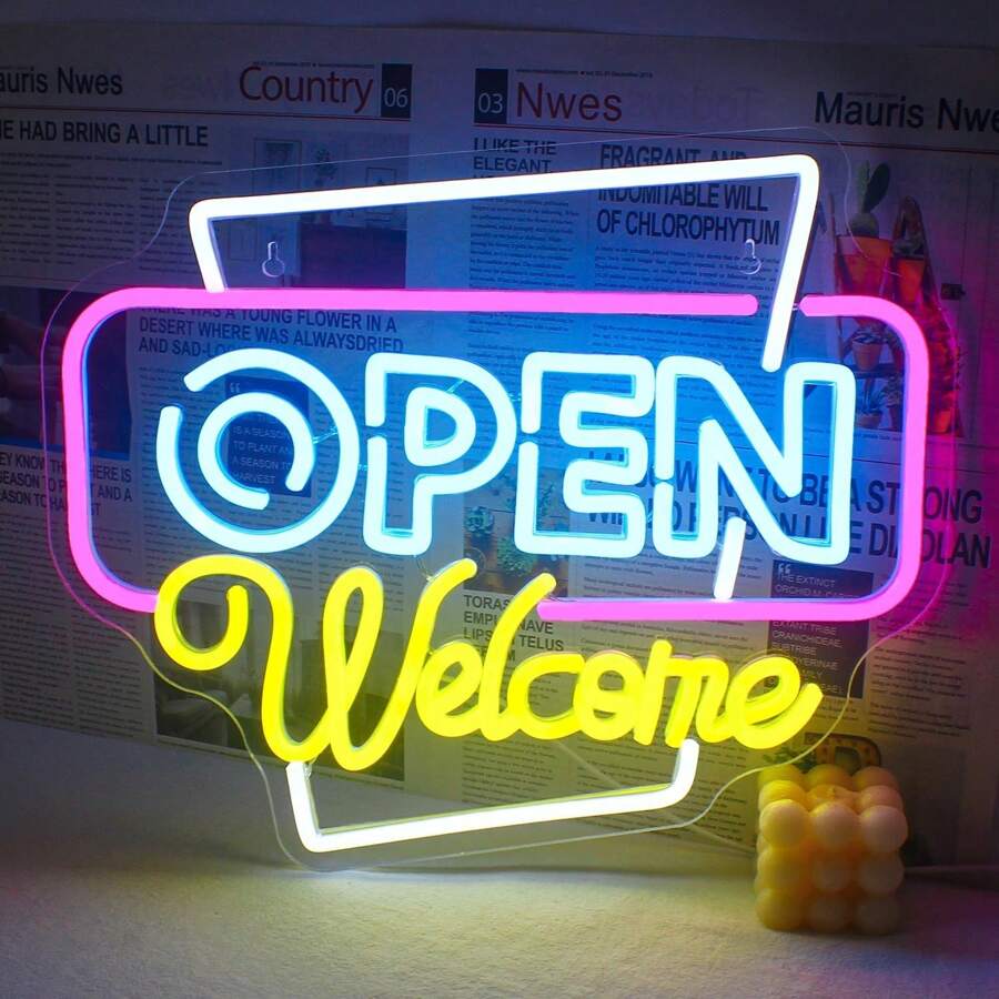 Open Neon Led Signs, Open Welcome Neon Wall Decor, Neon Open Signs With Usb Power Supply For Business, Bar, Store, Salon, Hotel - Multicolor - View 1
