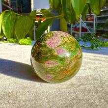 1pc Natural Crystal Ball, Emerald Ruby, Rhyolite, Fluorescent Agate Sphere For Office Home Decoration, Flame, Bright Objects, Spiritual Healing, Mental Energy, Meditation, Gift - 1PC 2.3-2.6inch Natural Material Crystal Ball - View 9