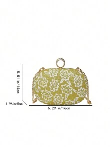 New Spring/Summer Women's Fashion Luxury Mini Chain Shoulder/Crossbody Bag With Rhinestone Detailing - Yellow - View 3