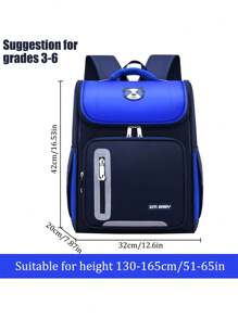 Reflective Schoolbag With Protective Spine For Primary School Students, Lightweight Travel Backpack For Kids - Sky Blue - View 10