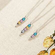 女士個性化族裔寶石頸鍊，心形吊墜承諾刻名定制項鍊，純銀/黃銅附立方氧化鋯誕生石頸鍊，適用於女性、女孩、媽媽 - 金色 - 查看 4