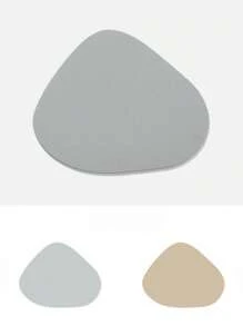 1pc Nordic Style Ins Leather & Pvc Cup Coaster, Asymmetric Shape Waterproof Heatproof Mat For Hotel And Home Furniture - Light Grey - View 7