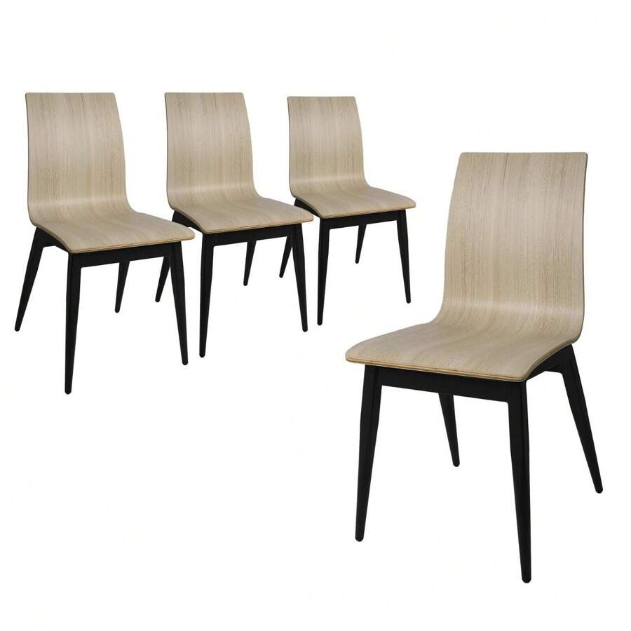 LUCKYERMORE Set For 4 Wood Dining Chairs Stackable Bentwood With Metal Legs Side Chair Sturdy For Restaurant Kitchen