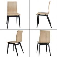 LUCKYERMORE Set For 4 Wood Dining Chairs Stackable Bentwood With Metal Legs Side Chair Sturdy For Restaurant Kitchen