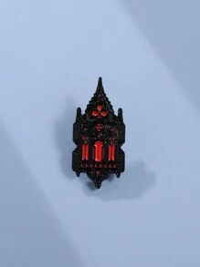 1個哥德式城堡形狀的胸針徽章裝飾,適合男女日常佩戴於衣物和背包上 - 黑色 - 查看 1