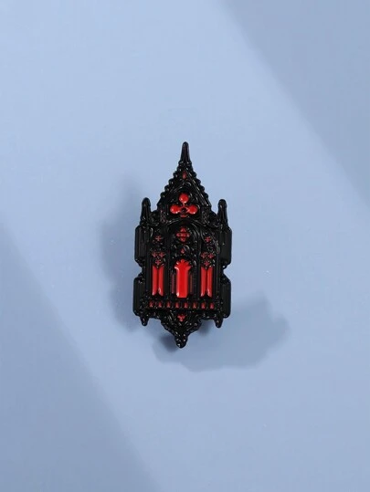 1個哥德式城堡形狀的胸針徽章裝飾,適合男女日常佩戴於衣物和背包上