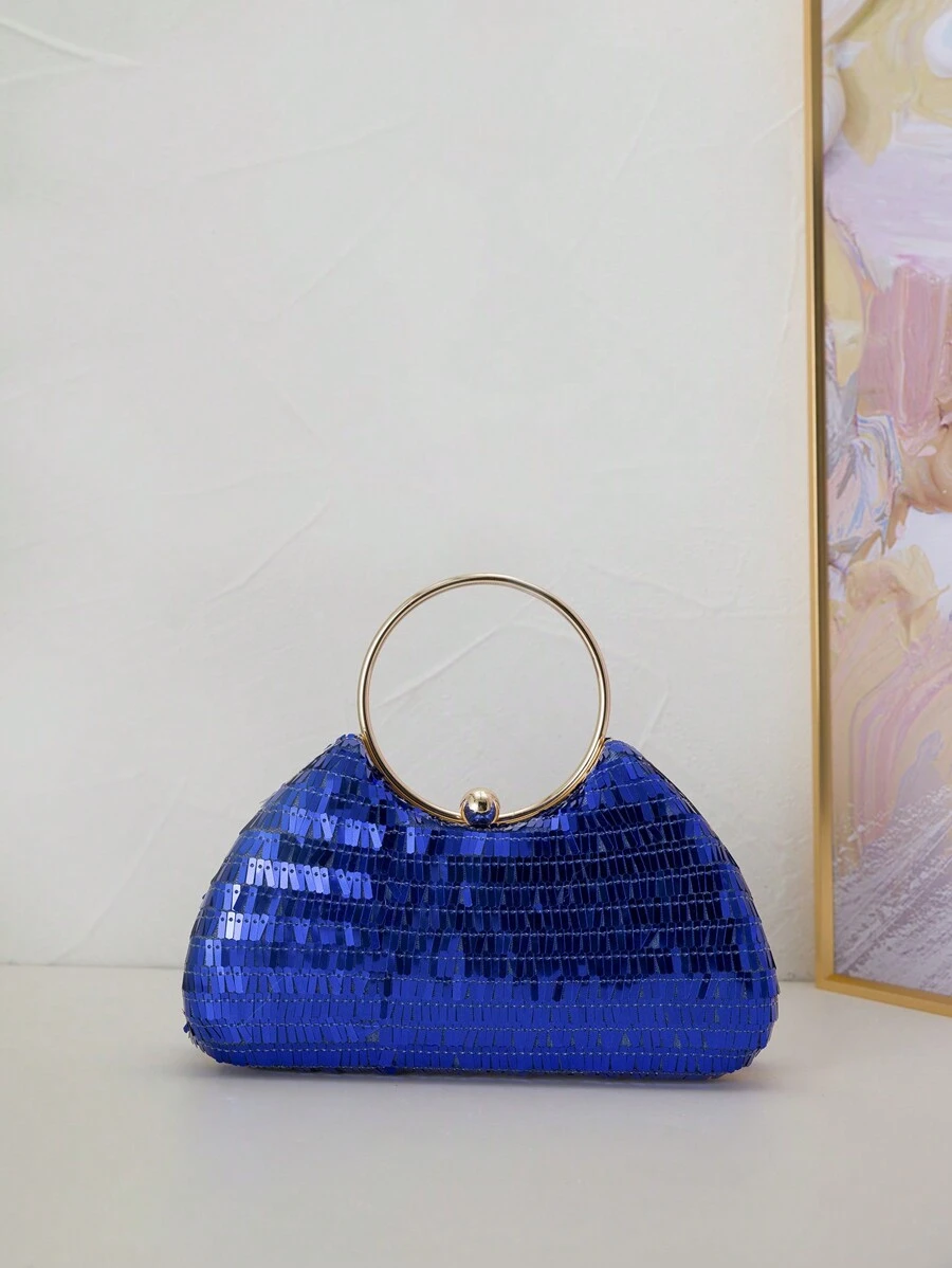 Bolsa de Clutch Brilhante com Contas para Festa de Casamento Presente de Dia dos Namorados - Prata - Ver 1