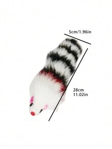 1pc Cat Toy Big Plush Simulation Mouse With Black & White Striped Catepillar Design To Keep Your Cat Entertained And Grind Teeth - Multicolor - View 2