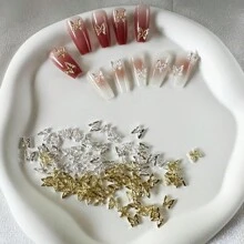 KACHIMOO 3D Bướm Quyến Rũ Móng Tay, 100 Miếng Móng Tay Bướm Quyến Rũ Bạc Và Vàng Cho Móng Tay Acrylic Thủ Công DIY Phụ Kiện Nghệ Thuật Làm Móng Đá Quý Đồ Dùng Làm Móng - Nhiều màu - Xem 8