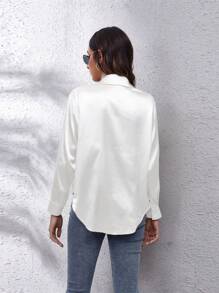 Women's Long Sleeve Blouse Fashion Casual Elegant Soft Fabric - White - View 6