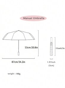 1pc Portable Compact Black Umbrella With Storage Bag - Black - View 2