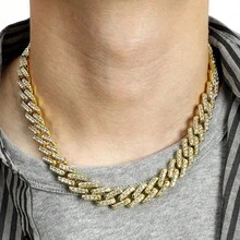 1pc Men's Alloy Creative Diamond-Shaped 13mm Necklace, Simple Versatile Chain Jewelry Suitable For Men And Women Daily Wear - hip hop necklace - View 1