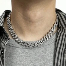 1pc Men's Alloy Creative Diamond-Shaped 13mm Necklace, Simple Versatile Chain Jewelry Suitable For Men And Women Daily Wear - hip hop necklace - View 3