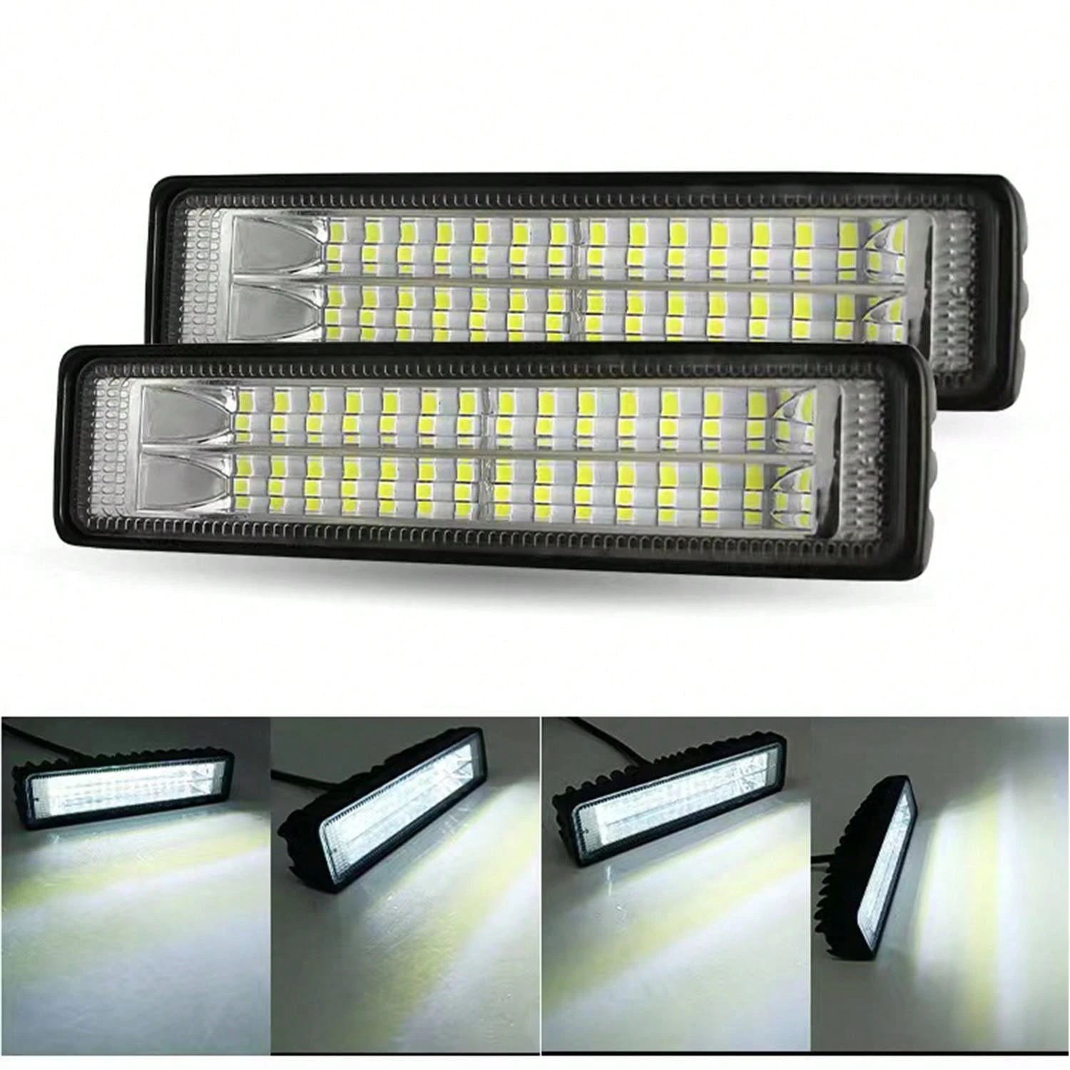 2 PCS Car Led Work Light Bar 6500K Off-Road Vehicle Light Double Row ...