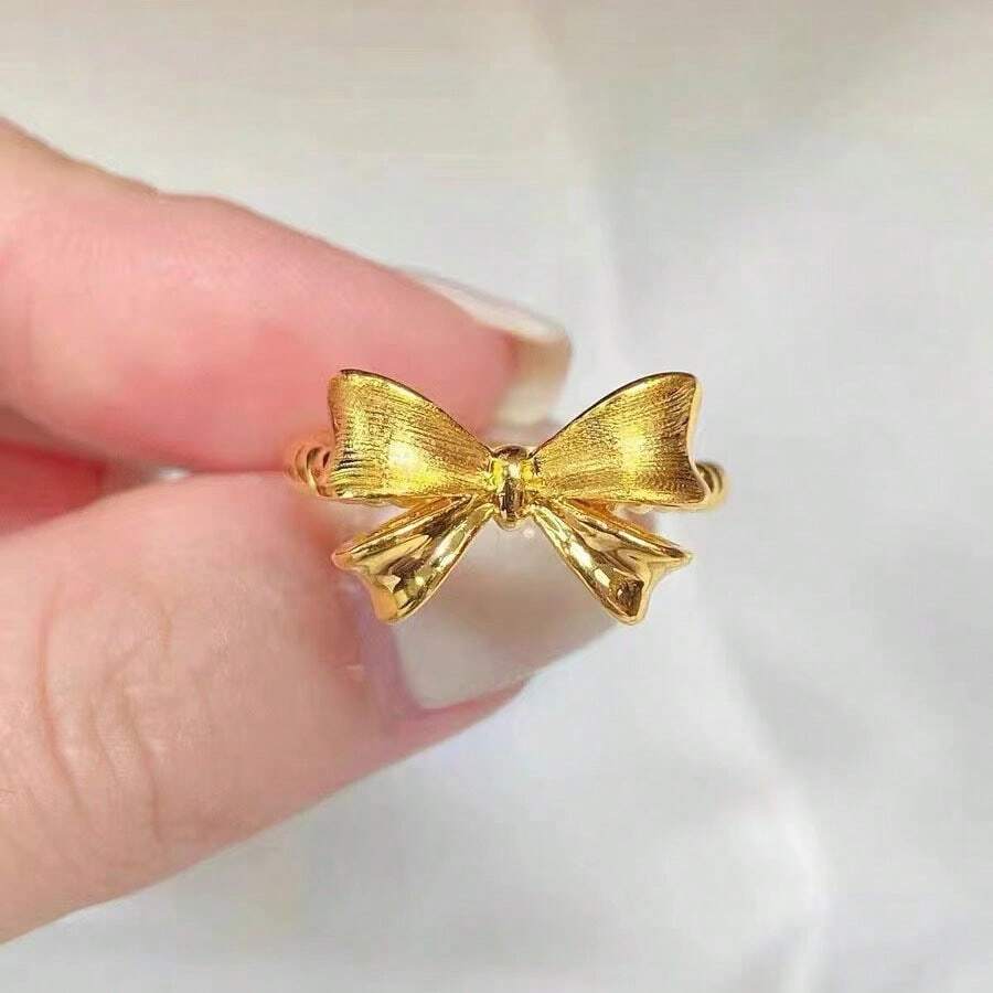 kissyouths New Lady Personalized Simple Ring Sweet Cute Open Adjustable Ring For Girlfriend Gifts - Gold - View 1