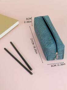 1個大容量極簡風格牛津防水學生特用文具筆袋 - 霧霾藍 - 查看 2