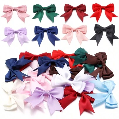 10入組雙層聚酯帶蝴蝶結，潮流髮飾，禮品包裝材料，DIY緞帶蝴蝶結，適用於鄉村風格婚禮邀請卡、弓帶、花環、DIY手工藝品、聖誕裝飾、DIY家居裝飾、婚禮派對和禮品包裝