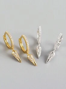 1pair Fashionable Luxury & Unique Design Inlaid Pendant Earrings, Daily All-Match Accessory Gift - Geometric Type - View 4