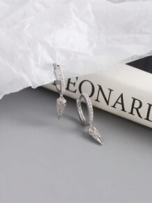 1pair Fashionable Luxury & Unique Design Inlaid Pendant Earrings, Daily All-Match Accessory Gift - Geometric Type - View 7