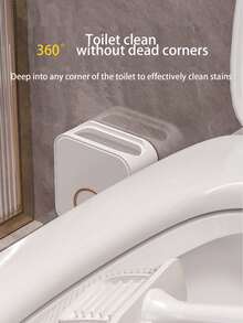 1入組豪華新款馬桶刷套裝,掛牆式,矽膠材質,無角設計,浴室清潔工具 - 彩色 - 查看 5